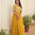 Yellow Faux Blooming Sequin & Embroidered Gown     Festive & Occasion Wear