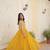 Yellow Faux Blooming Sequin & Embroidered Gown     Festive & Occasion Wear