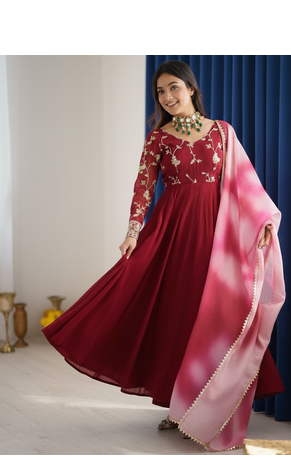 Designer Gown Suit Set Wedding Wear Beautiful Gown Set  1