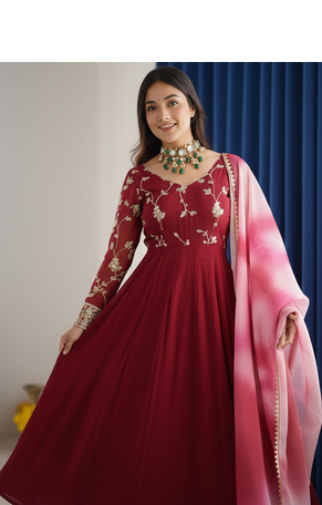 Designer Gown Suit Set Wedding Wear Beautiful Gown Set  2