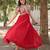 Red Faux Blooming Zari Thread & Sequins Embroidered Gown     Festive & Wedding Special