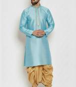 Light blue embroidered dupion art silk kurta set