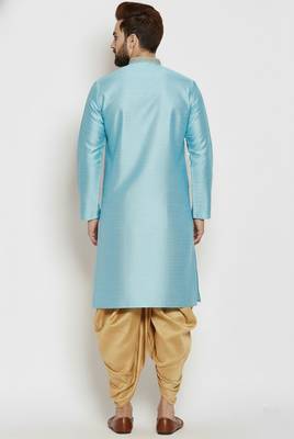 Light blue embroidered dupion art silk kurta set 2