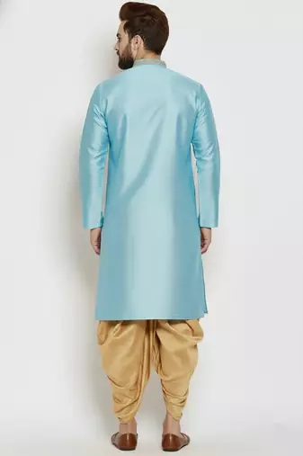 Light blue embroidered dupion art silk kurta set