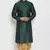 Bottle green embroidered dupion art silk kurta set