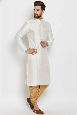 White embroidered dupion art silk kurta set 2