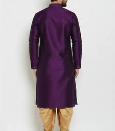 Purple embroidered dupion art silk kurta set