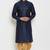 Navy embroidered dupion art silk kurta set