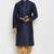 Navy embroidered dupion art silk kurta set