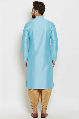 Light blue embroidered dupion art silk kurta set 2