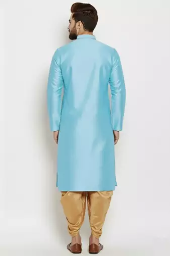 Light blue embroidered dupion art silk kurta set