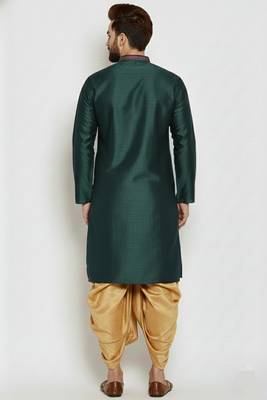 Bottle green embroidered dupuon kurta set 2