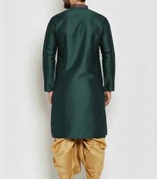 Bottle green embroidered dupuon kurta set
