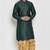 Bottle green embroidered dupuon kurta set