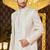 cream computer thread work on art silk kurta jacket for men 