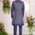 Blue digital print on jacquard  art silk 3 peice jacket set for men