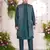 green digital print on jacquard  art silk 3 peice jacket set for men