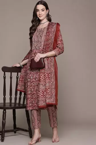 Women's printed kurta set with dupatta