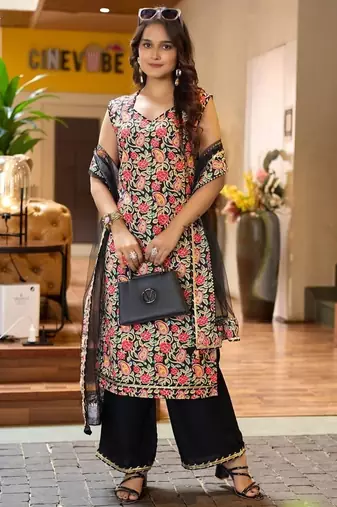 Floral printed rayon kurta set for women