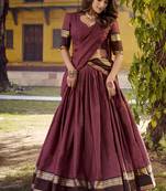 Maroon Cotton Zari Weaving Work Chaniya Choli  - Full Stitched Free Size