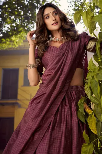 Maroon Cotton Zari Weaving Work Chaniya Choli  - Full Stitched Free Size