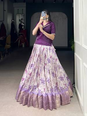 Purple Cotton Zari Weaving Work Chaniya Choli  - Full Stitched Free Size 4