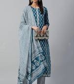 Women's floral printed rayon kurta set with printed dupatta