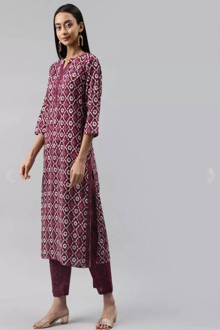 Women's printed rayon kurta set with printed dupatta
