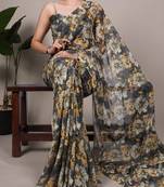 timeless elegance in weightless marble floral design saree