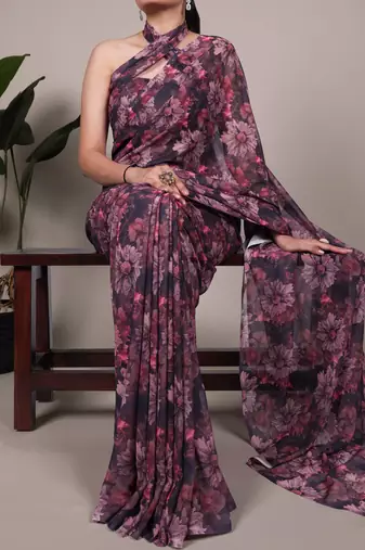 timeless elegance in weightless marble floral design saree