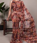 timeless elegance in weightless marble floral design saree