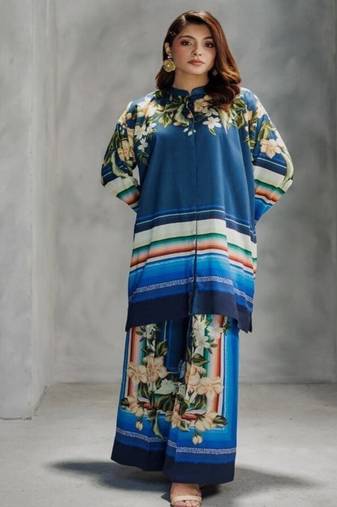 Floral printed round neck rayon co-ord set