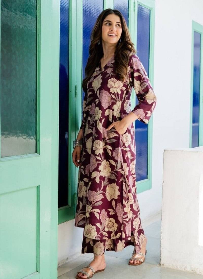 Floral printed rayon kurta set for women