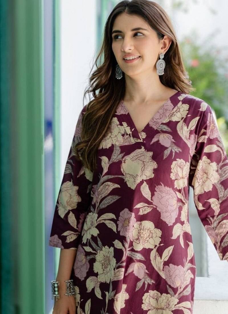 Floral printed rayon kurta set for women