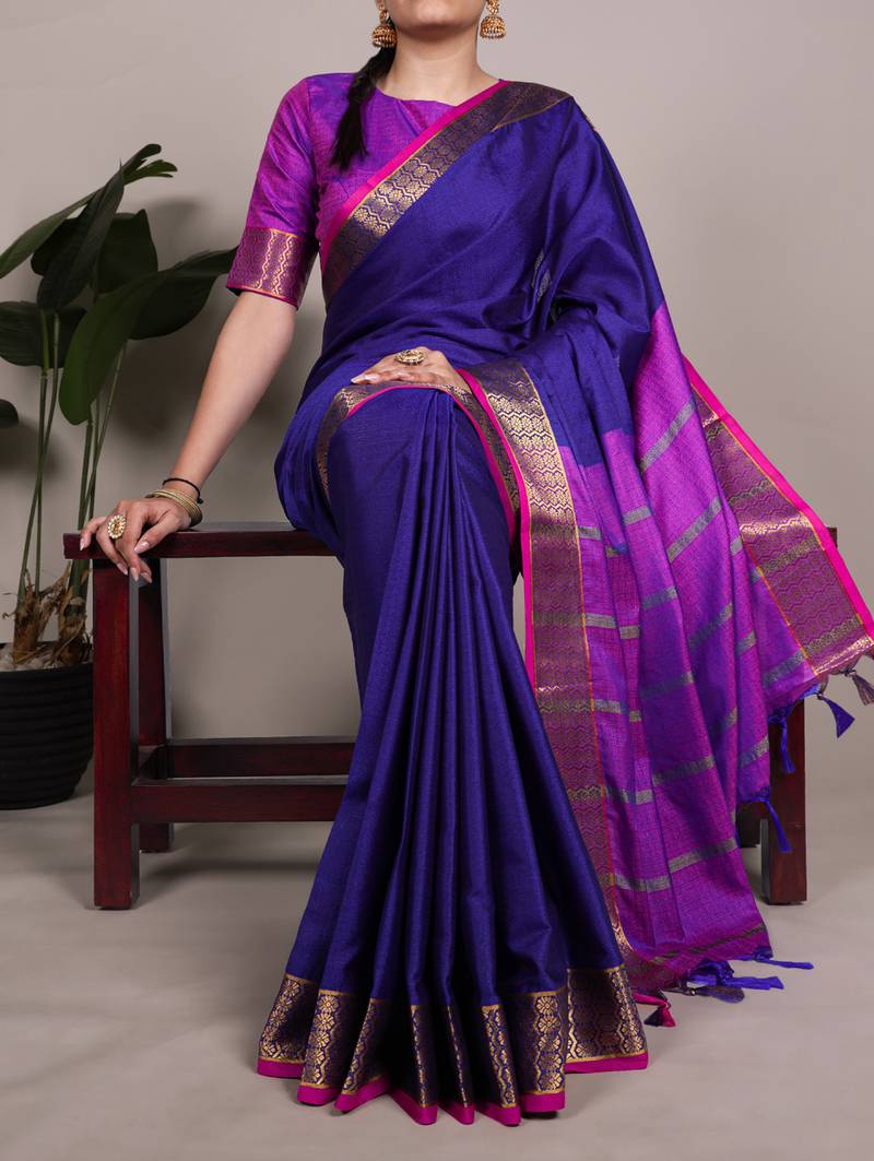 elegant poly cotton saree adorned with premium zari weaving work