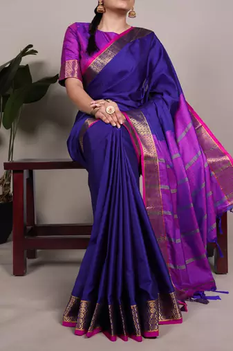 elegant poly cotton saree adorned with premium zari weaving work