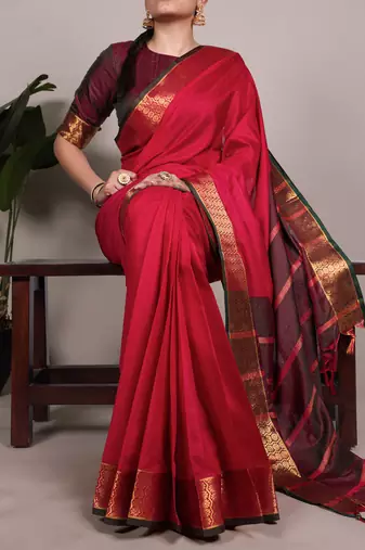 elegant poly cotton saree adorned with premium zari weaving work
