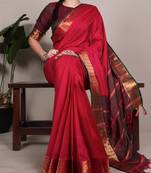 elegant poly cotton saree adorned with premium zari weaving work