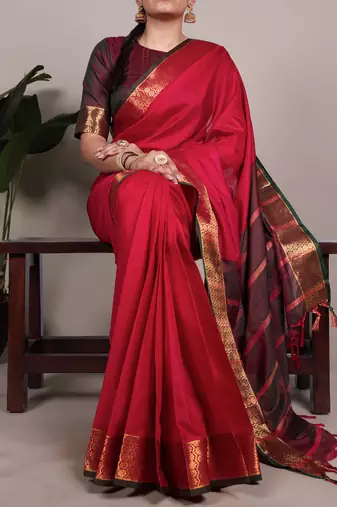 elegant poly cotton saree adorned with premium zari weaving work