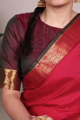 elegant poly cotton saree adorned with premium zari weaving work