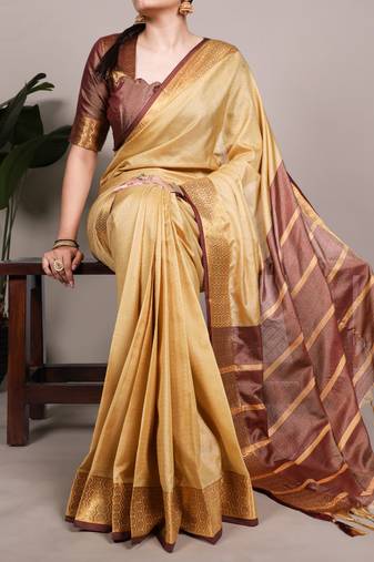 elegant poly cotton saree adorned with premium zari weaving work