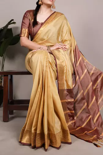 elegant poly cotton saree adorned with premium zari weaving work