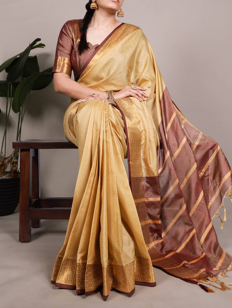 elegant poly cotton saree adorned with premium zari weaving work