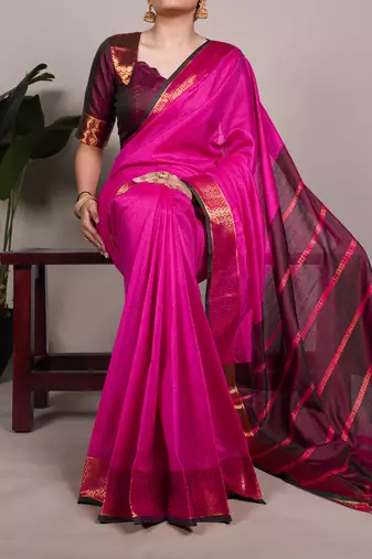 elegant poly cotton saree adorned with premium zari weaving work