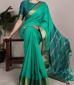 elegant poly cotton saree adorned with premium zari weaving work