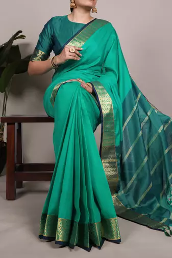 elegant poly cotton saree adorned with premium zari weaving work