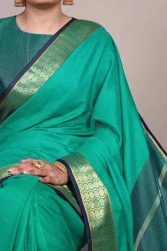 elegant poly cotton saree adorned with premium zari weaving work