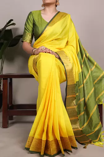 elegant poly cotton saree adorned with premium zari weaving work