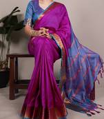 elegant poly cotton saree adorned with premium zari weaving work