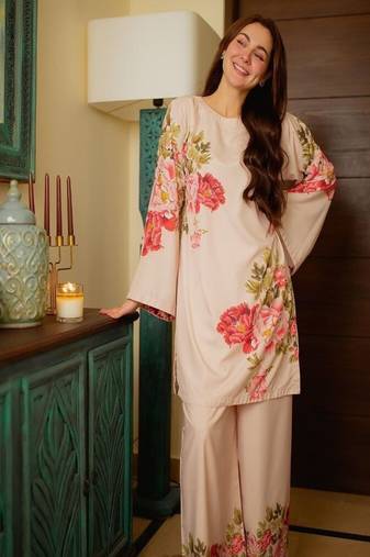 Women's round neck rayon co-ord set